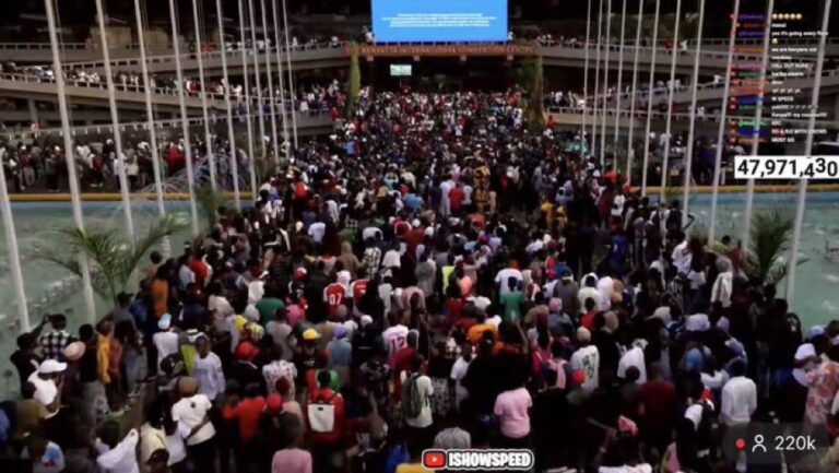 Kenyans at KICC in IShowSpeed Kenya tour